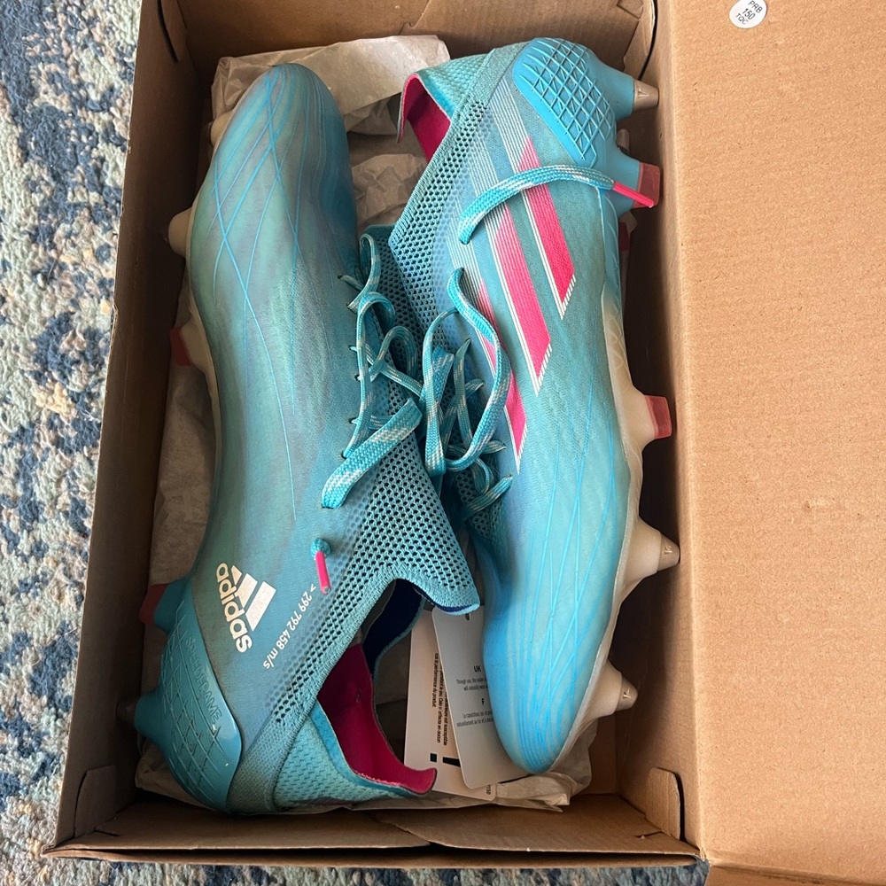 Adidas Blue and Pink Predator Elite FG Metal Soccer Cleats